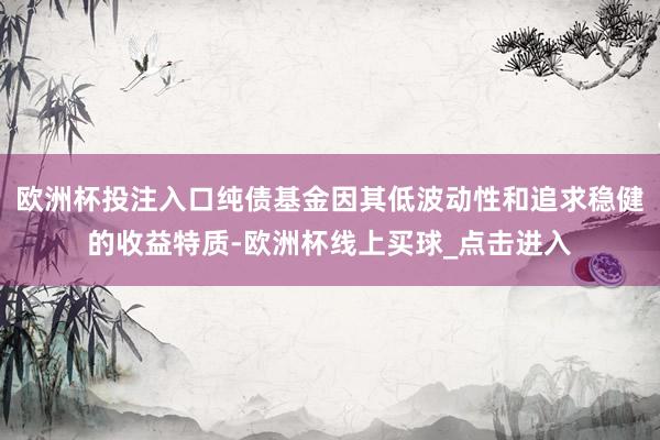 欧洲杯投注入口纯债基金因其低波动性和追求稳健的收益特质-欧洲杯线上买球_点击进入