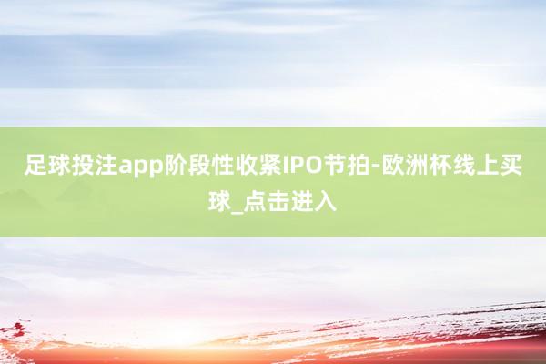 足球投注app阶段性收紧IPO节拍-欧洲杯线上买球_点击进入