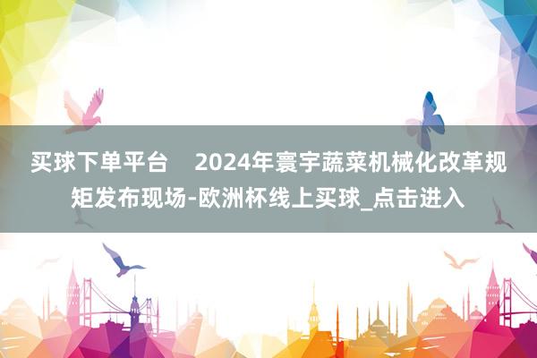 买球下单平台    2024年寰宇蔬菜机械化改革规矩发布现场-欧洲杯线上买球_点击进入