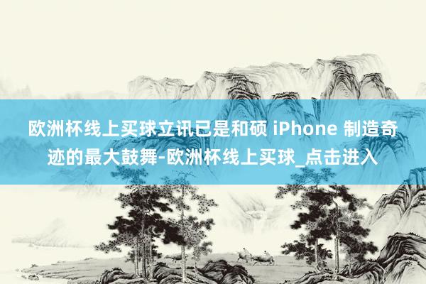 欧洲杯线上买球立讯已是和硕 iPhone 制造奇迹的最大鼓舞-欧洲杯线上买球_点击进入