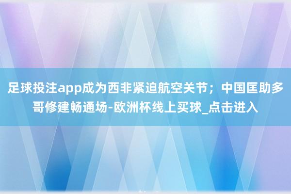 足球投注app成为西非紧迫航空关节；中国匡助多哥修建畅通场-欧洲杯线上买球_点击进入